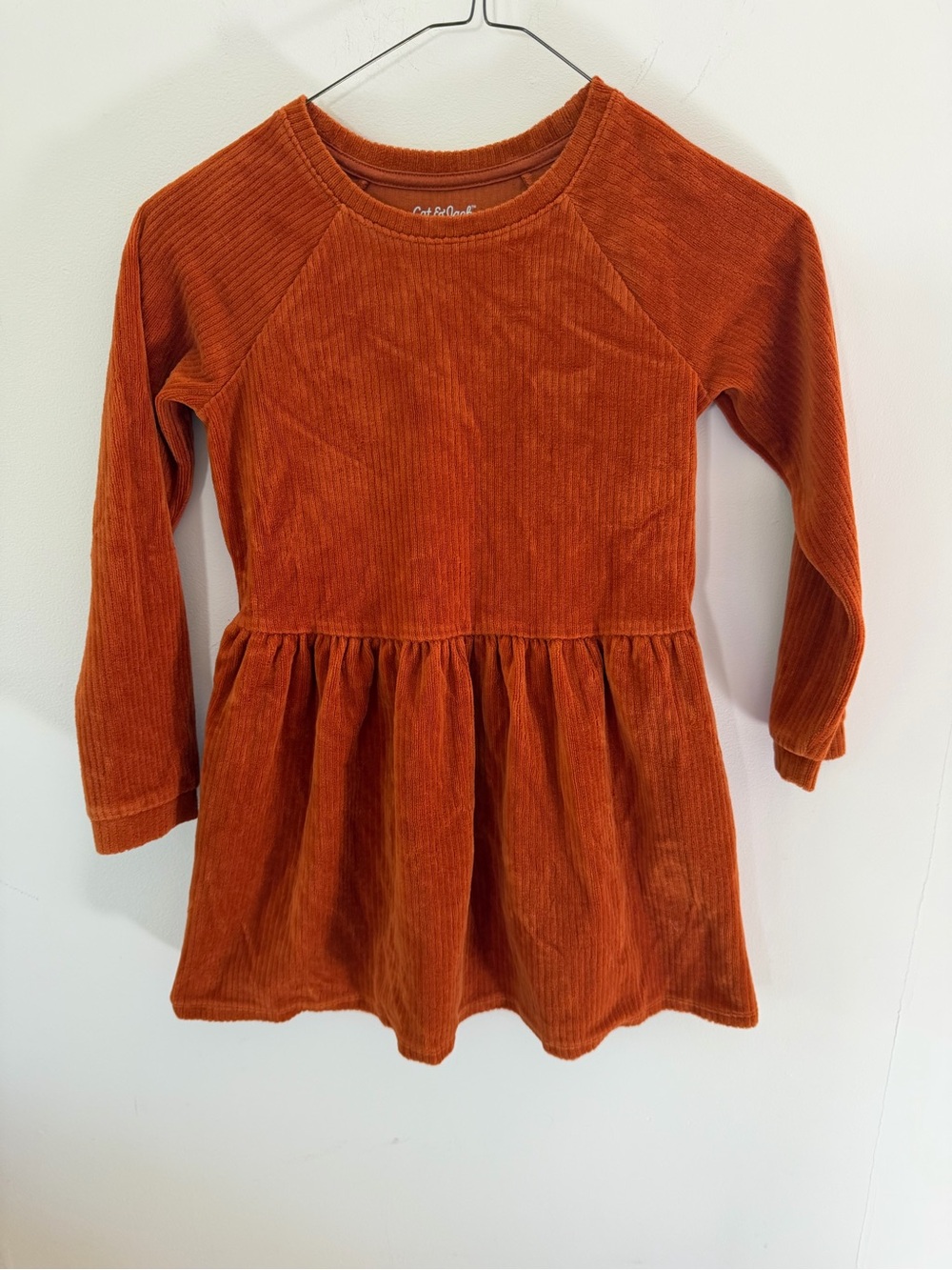 Cat & Jack Girls' Corduroy Long-Sleeve Dress in Rust